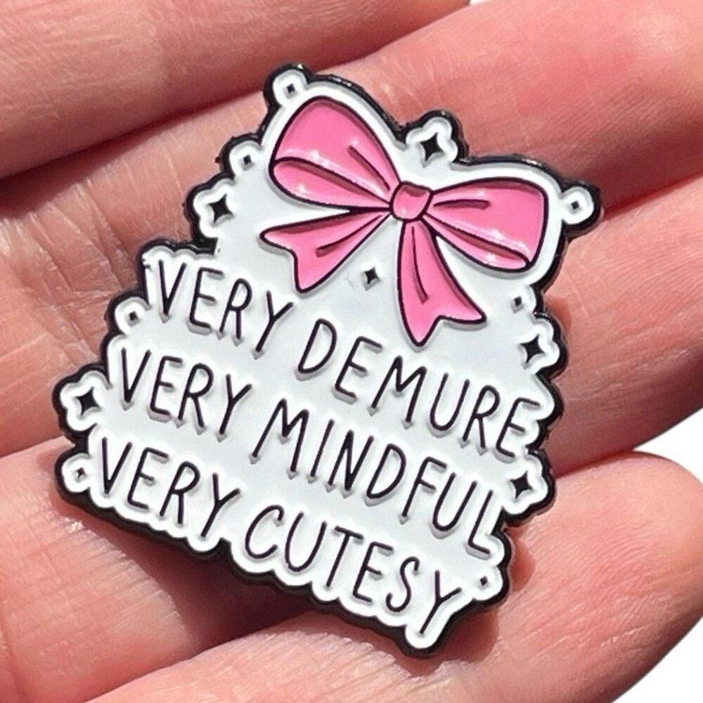 Pink Bow Coquette Very Demure Mindful Cutest Enamel Pin